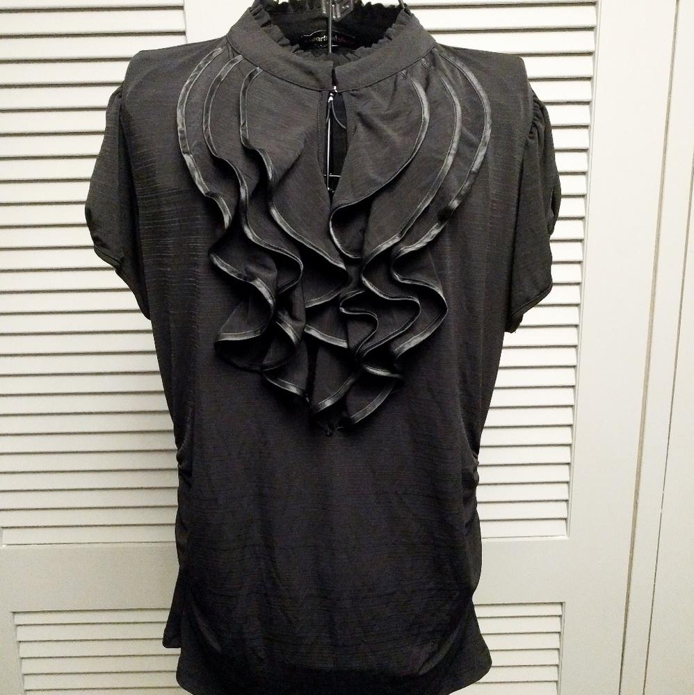 Womens Black Ruffle Blouse size 1X